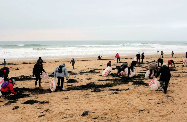 event image 1686131492 nettoyage de plage a gavres avec les mains dans le sable